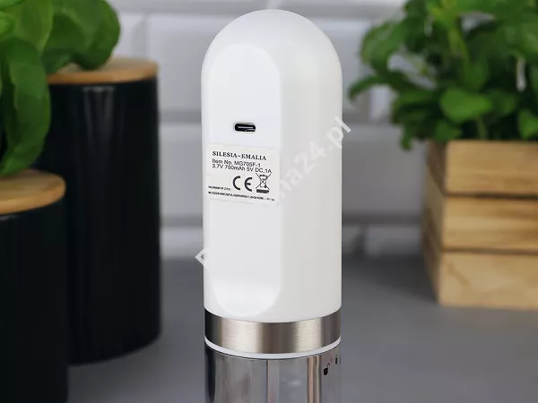 Młynek elektryczny do soli / pieprzu 19,5 cm Silesia Emalia - Biały 6.MŁ.0061