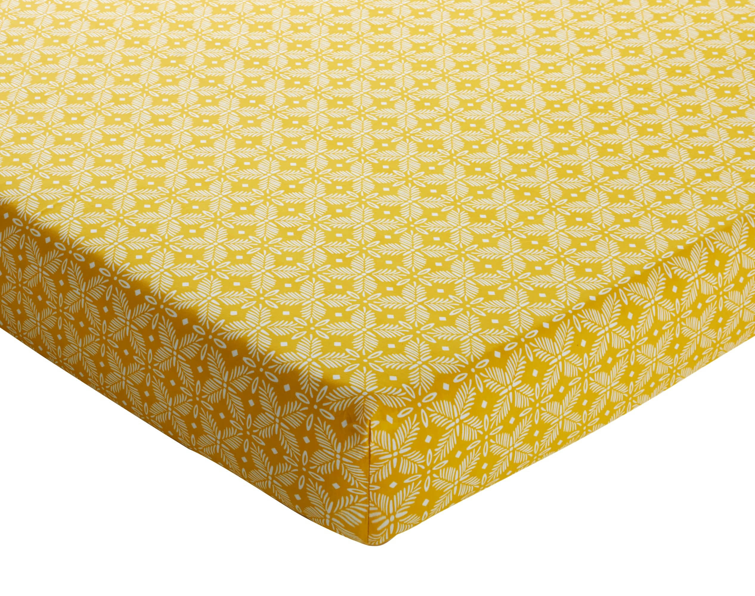 LEMON BIRD - Drap-housse 140x190 en coton jaune citron