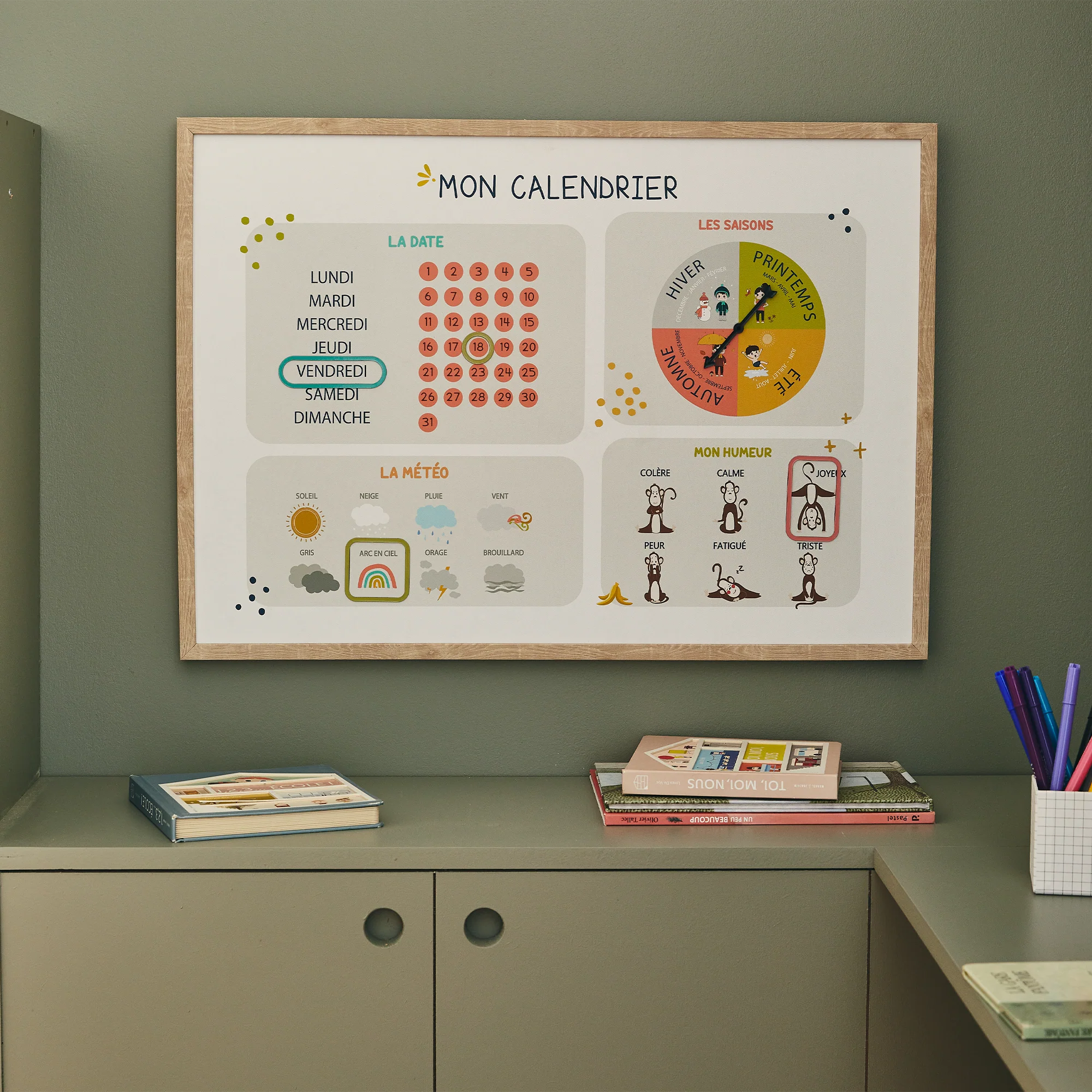 4MURS Tableau embelli MON CALENDRIER PERPÉTUEL multicolore