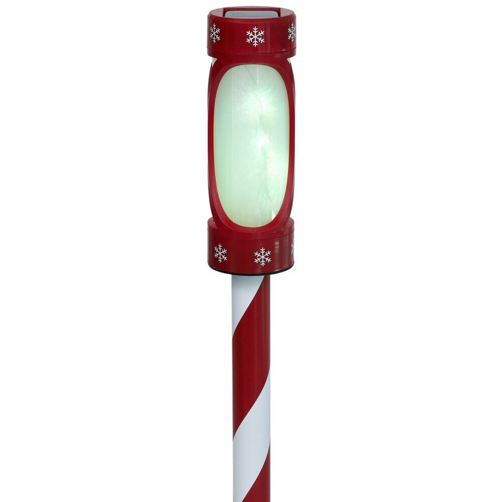 Borne solaire rouge et blanche 10LED couleurs changeantes H100cm