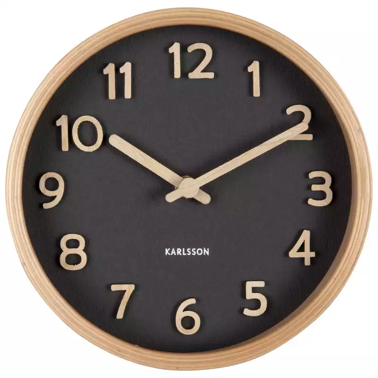 Karlsson Pure Wood Table & Mantel Analogue Clock - Black