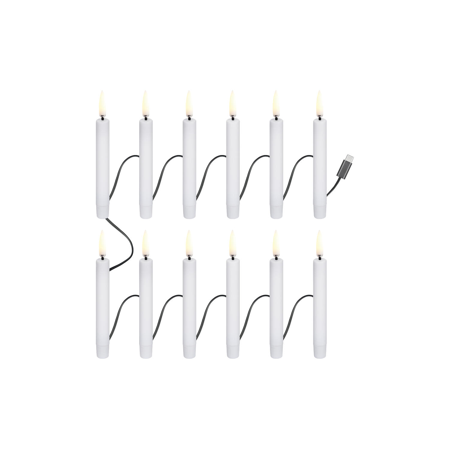 Christmas string 12 candles USB-C, white
