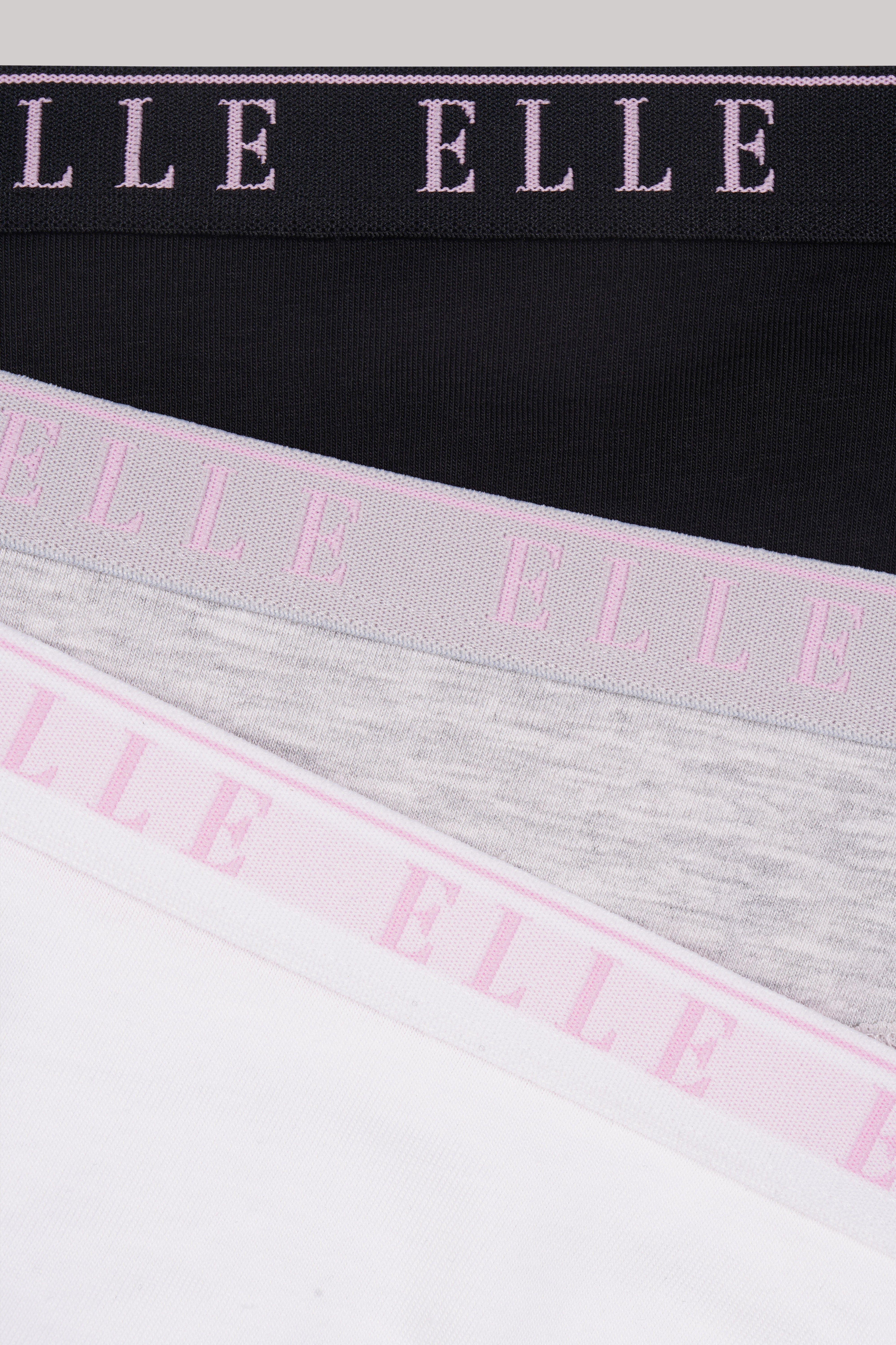 ELLE Multi Pack (3) Cotton Lace Trim Tipped Thong