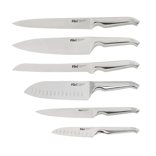 Furi Duo-Angled 7pc Knife Block Set Oak 7 Piece