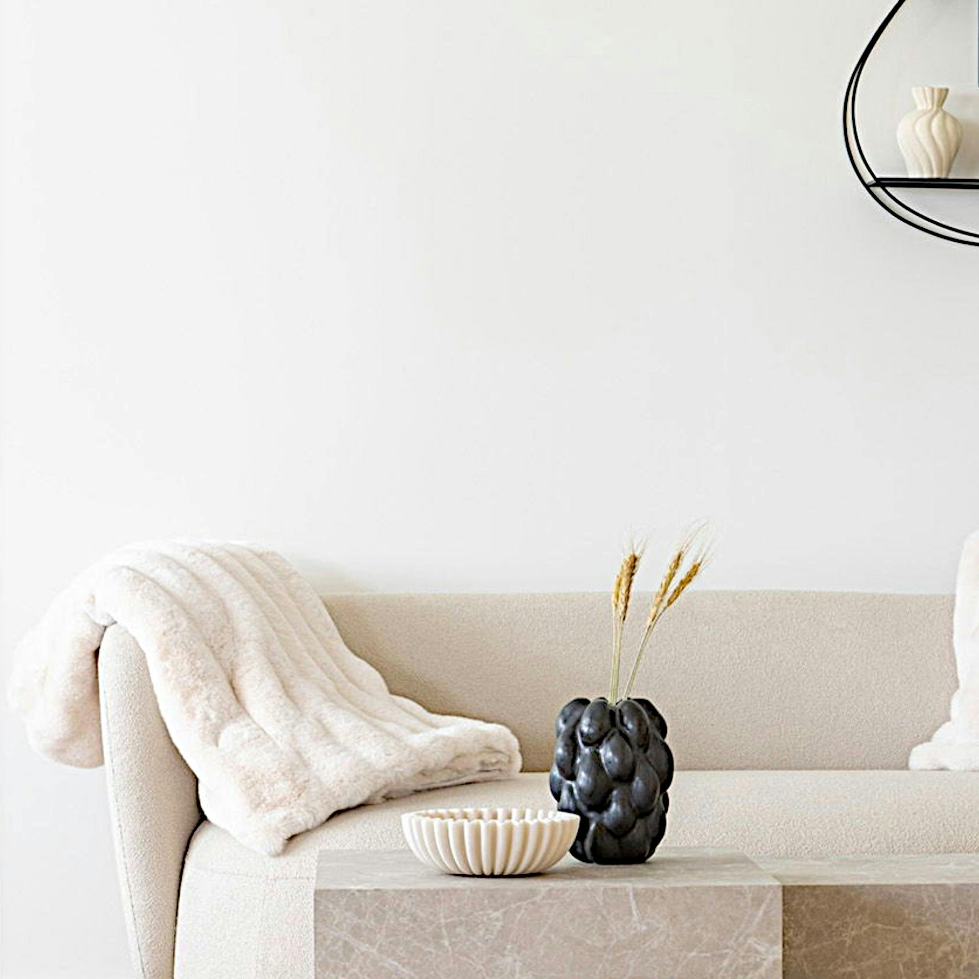 Plaid fausse fourrure blanc - esprit cocooning FALLON