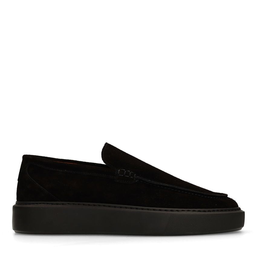 Manfield Zwarte suède loafers