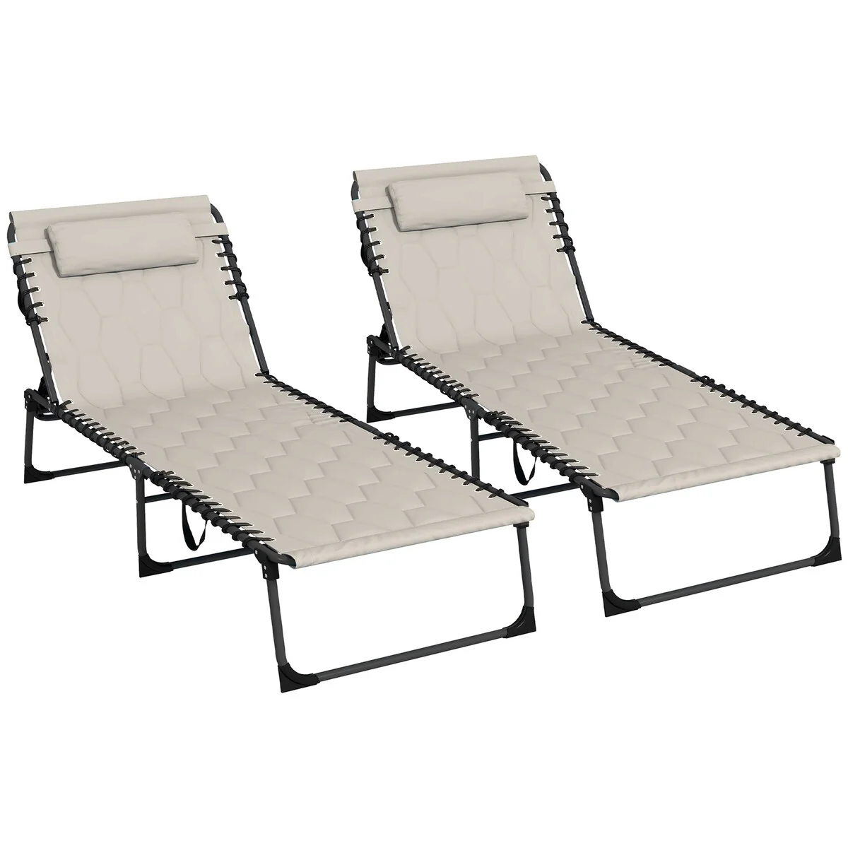 Outsunny Folding Chaise Lounge Set with 5-level Reclining Back