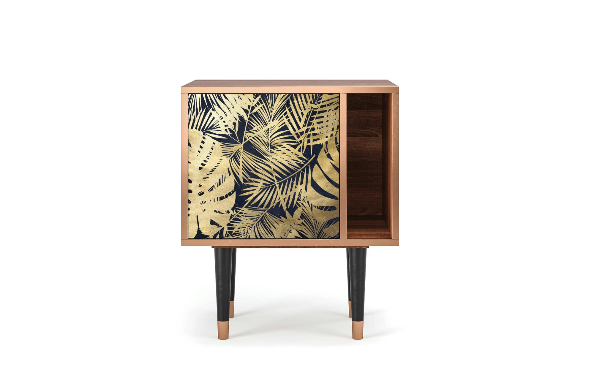 JUNGLE VIBES - Table de chevet bleu et jaune 1 porte L 58 cm