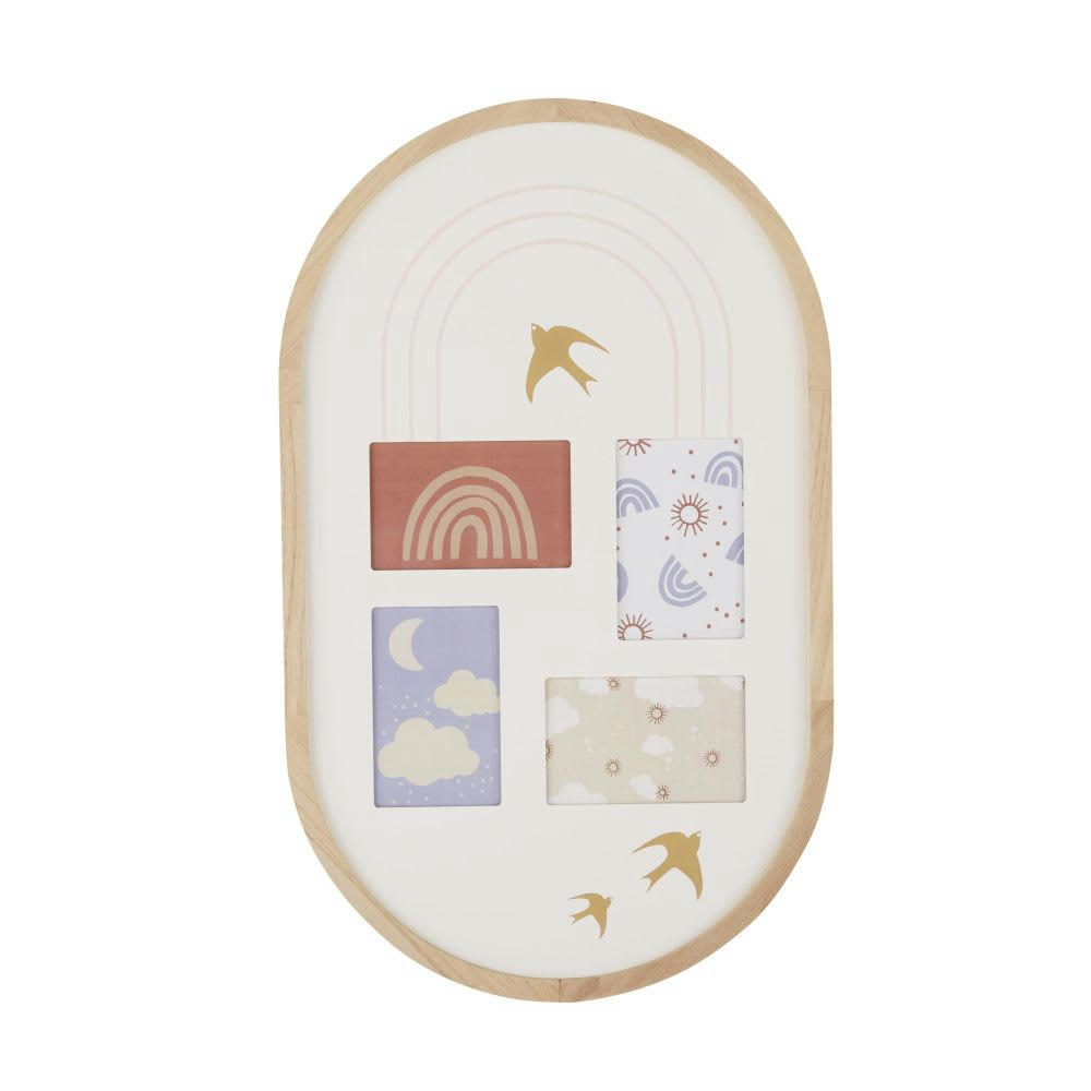 OIA - Cadre multivues ovale 4 photos rose et bleu ciel 38x62