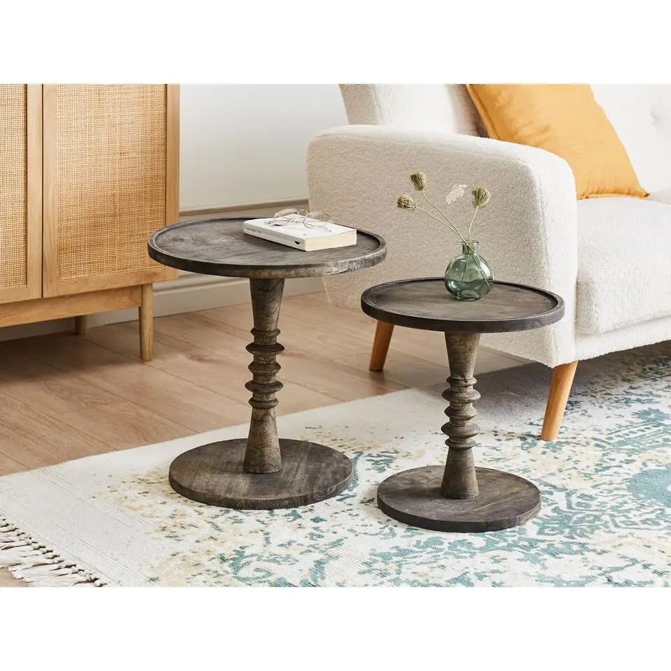 THALIA - Bijzettafel - Donkerbruin - Mangohout