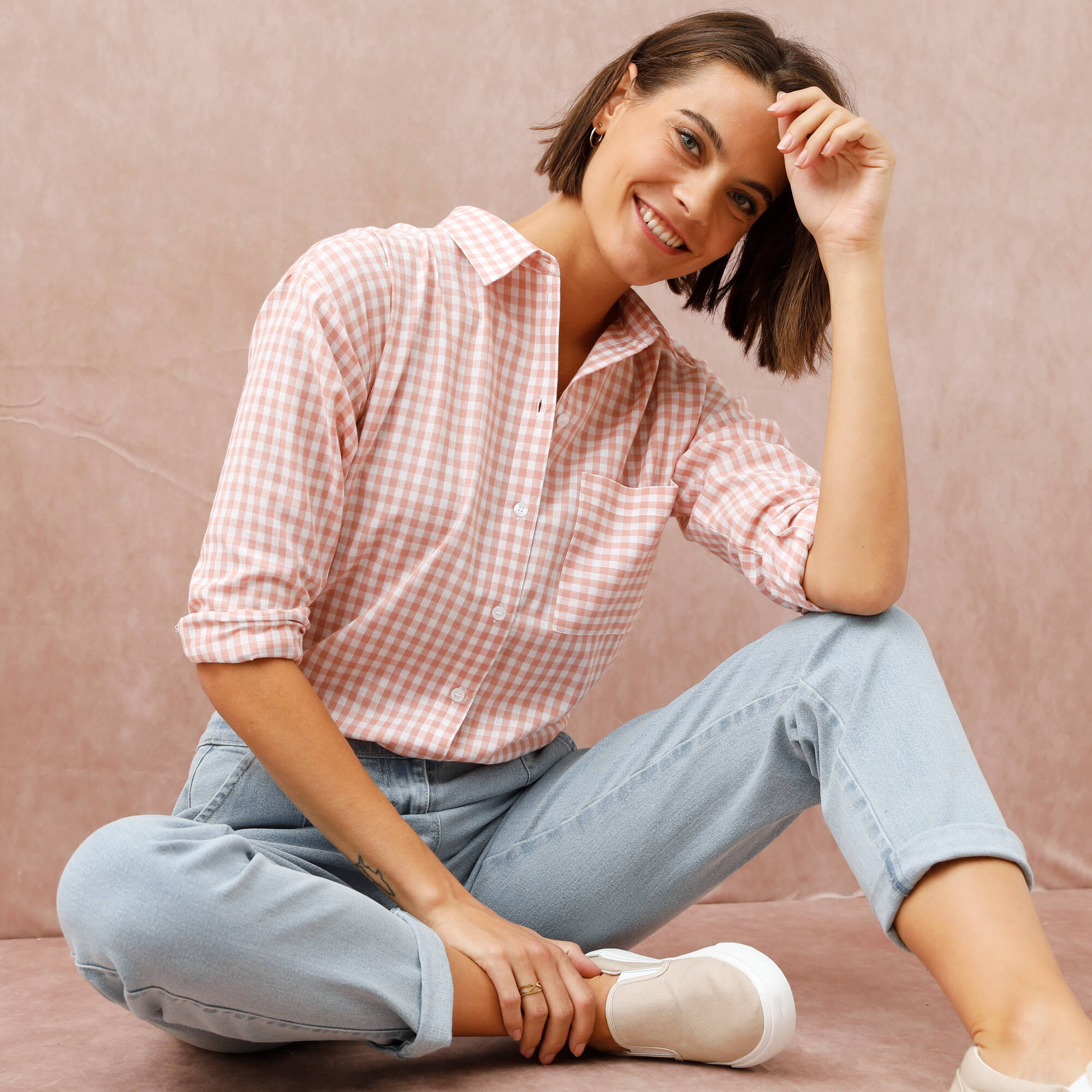 Chemise à carreaux vichy bicolore