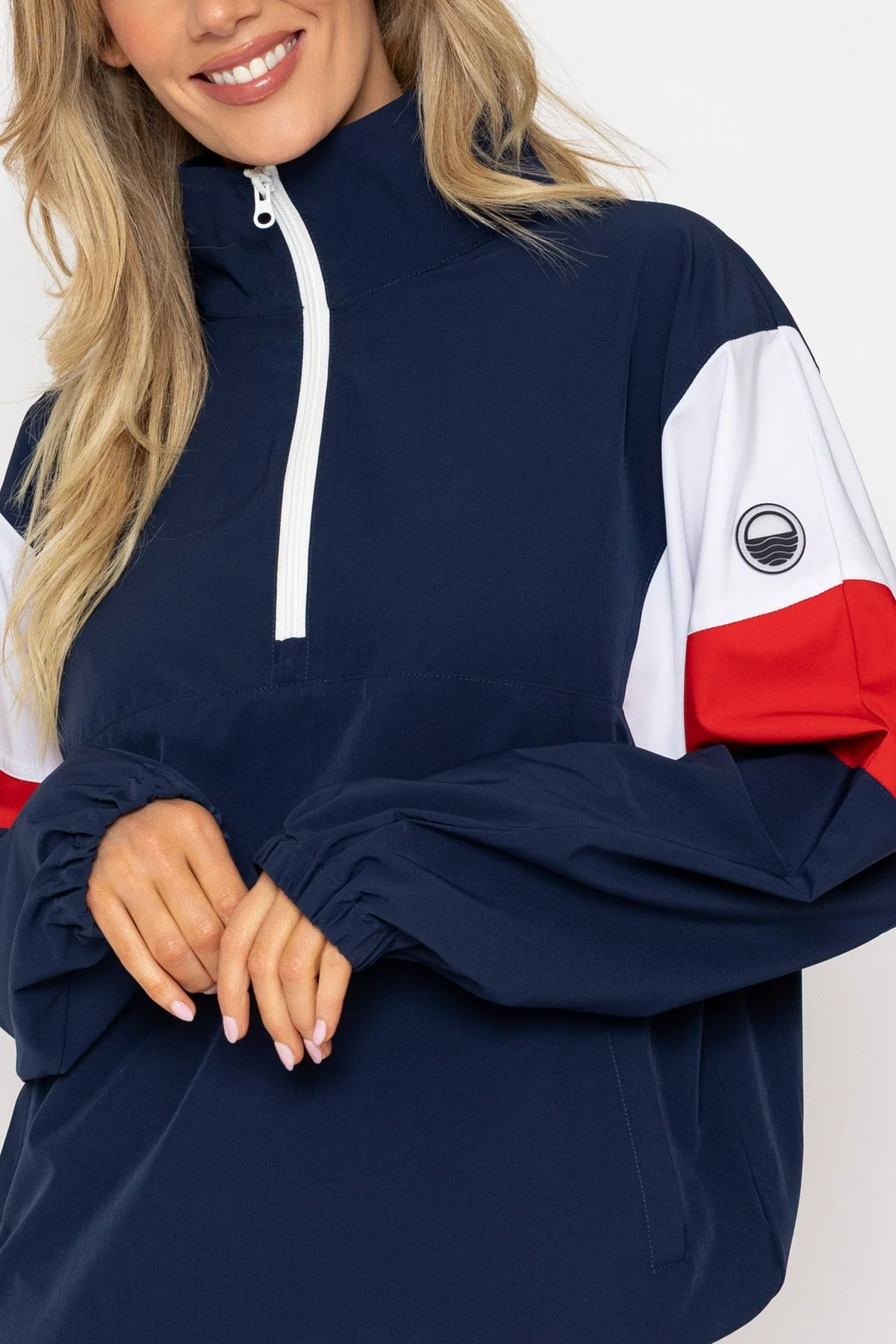 Navy Water Repellent 1/2 Zip Wind Cheater