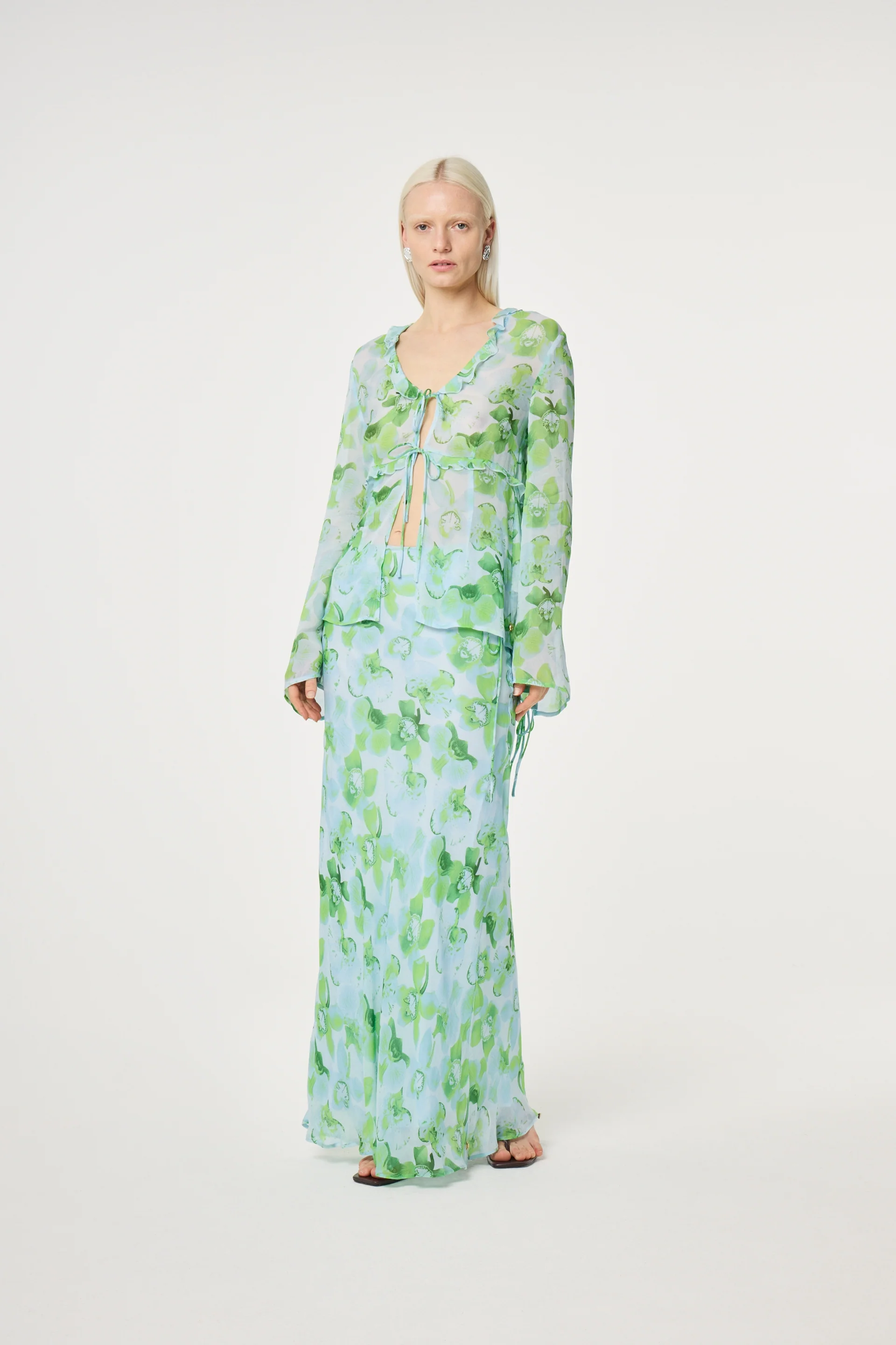 Tinie Blouse | Light Blue/Green