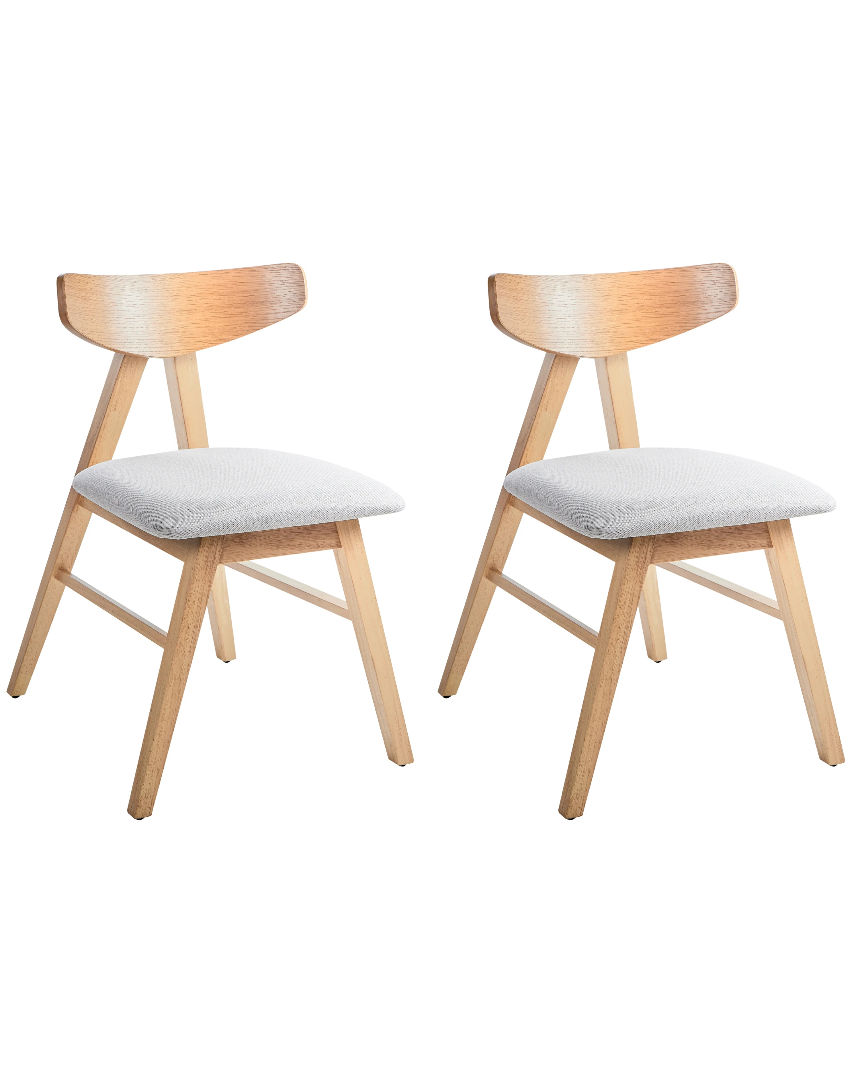 Set of 2 Dining Chairs LACOTA Wood Light Brown/ Grey