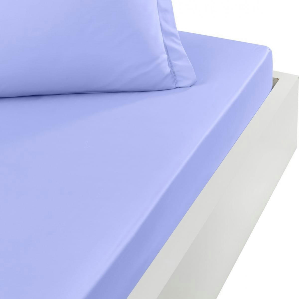 SOFT PERCALE - Drap housse en percale de coton Azur 90x200 cm