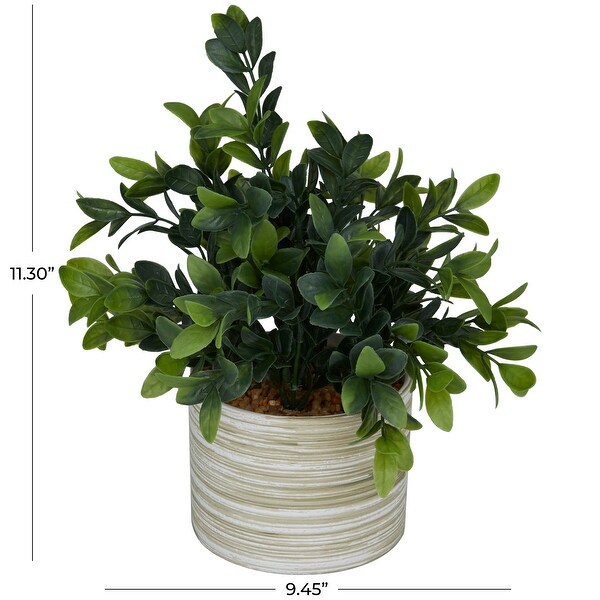 The Novogratz Green Faux Foliage Eucalyptus Artificial Plant with Patterned Porcelain Pot - 9.05 x 9.45 x 11.30