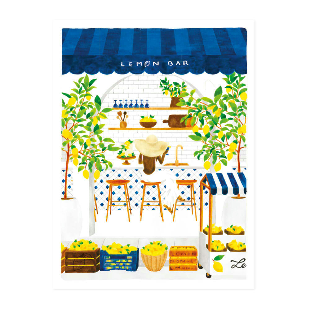 - Affiche illustrée d’un bar à citron de la côte Amalfitaine 30x40 cm