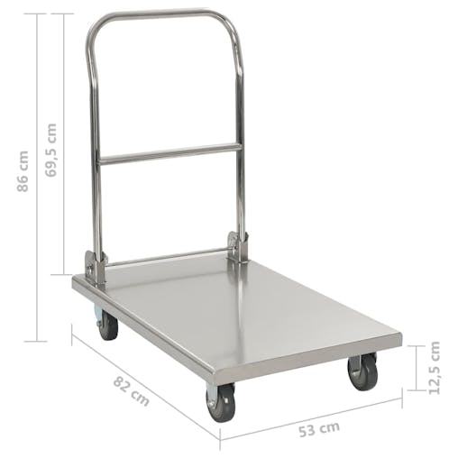 NNEVL Platform Wagon Silver 82x53x86 cm Stainless Steel