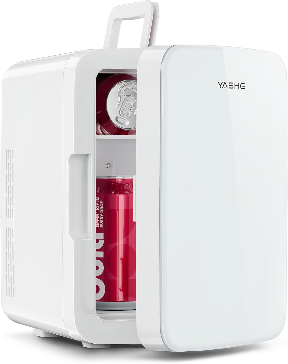 YASHE 10L Mini Fridge, 10 Liter/15 Cans Mini Fridge for Bedroom, 110V AC/ 12V DC Thermoelectric Cooler and Warmer, Portable Mini Fridge for Skincare, Makeup, Drink, Car, Office, Bedroom, Dorm, White