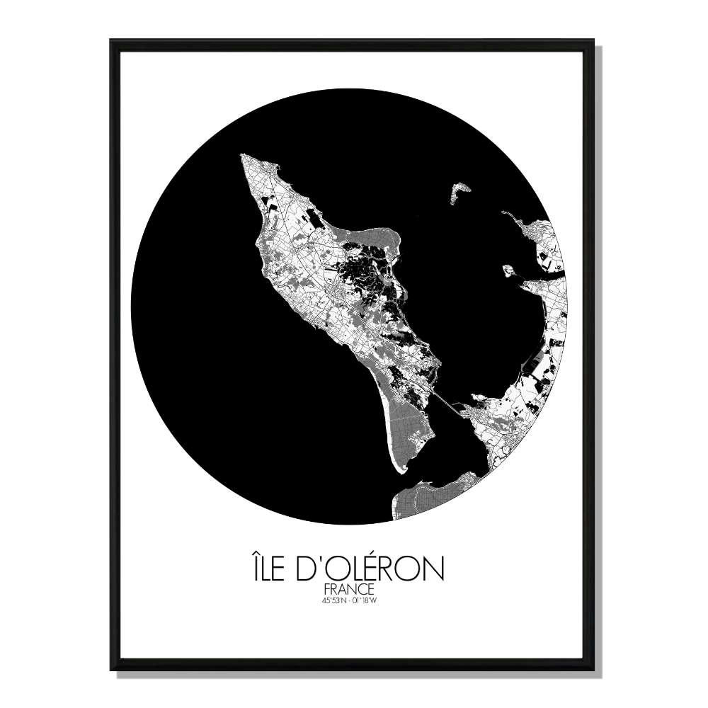 - Affiche Oléron Carte ronde 40x50
