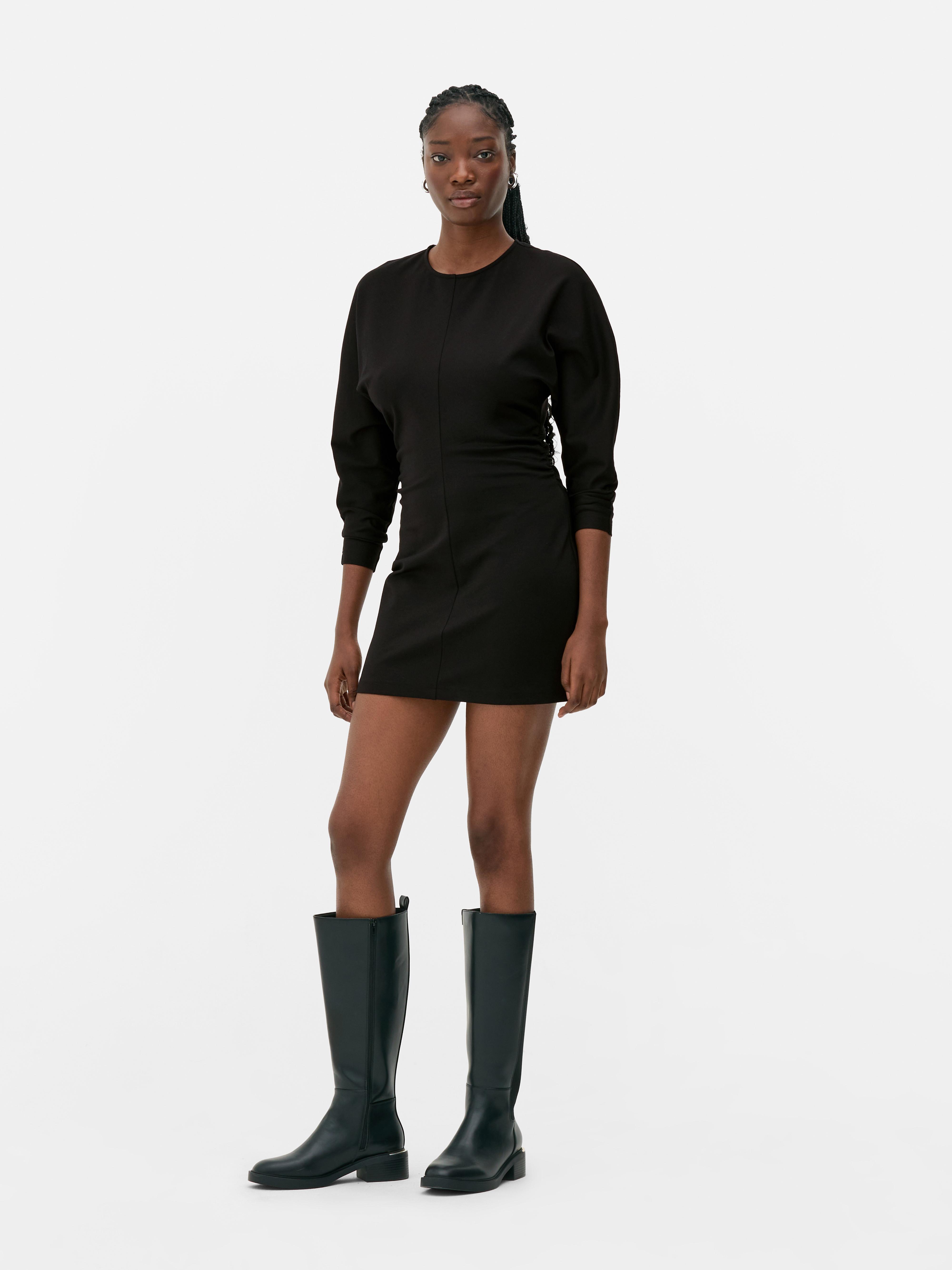 Ruched Batwing Mini Dress