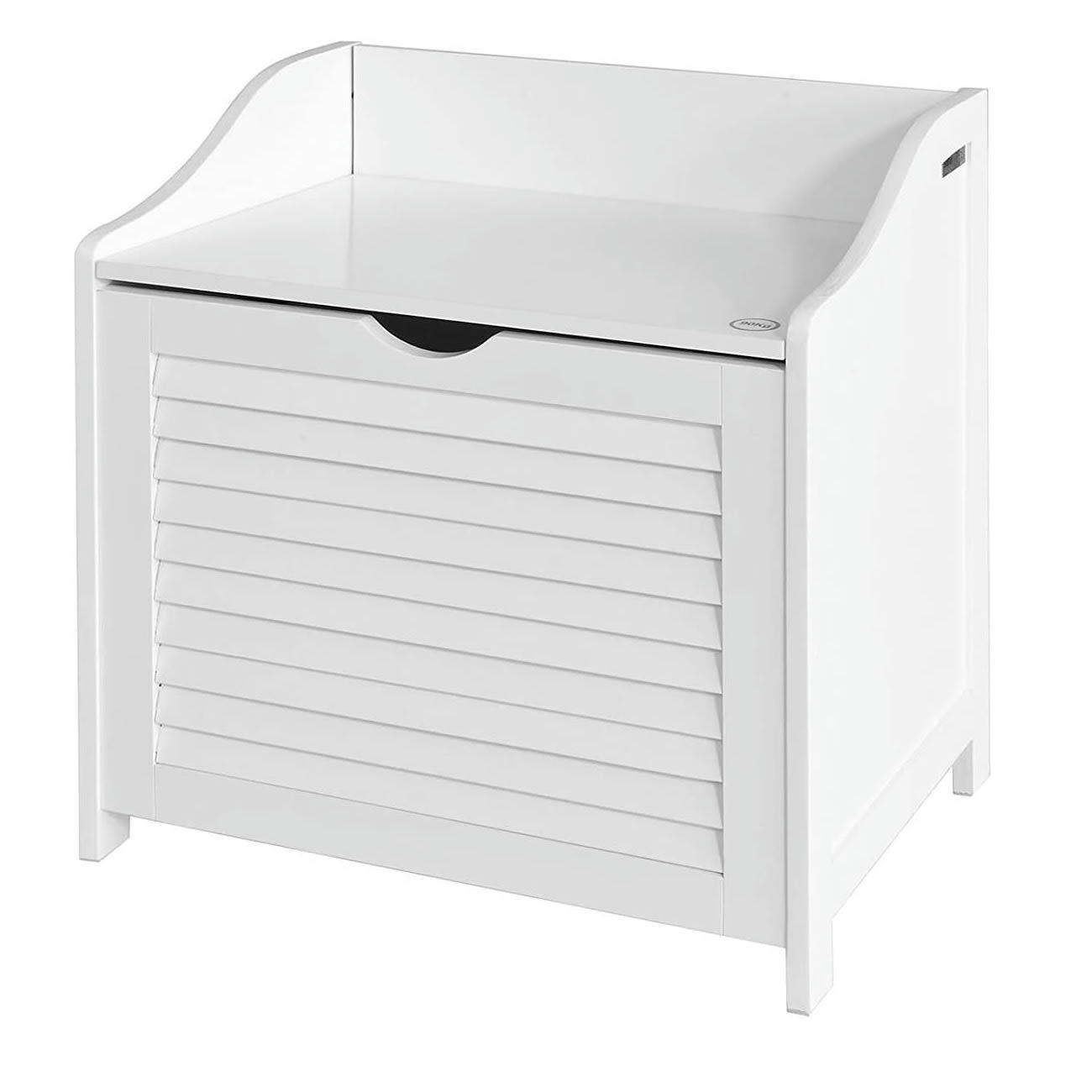 - Banc de rangement avec sac amovible effet bois blanc