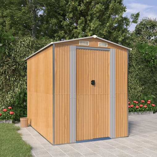 NNEVL Garden Shed Light Brown 192x274x223 cm Galvanised Steel