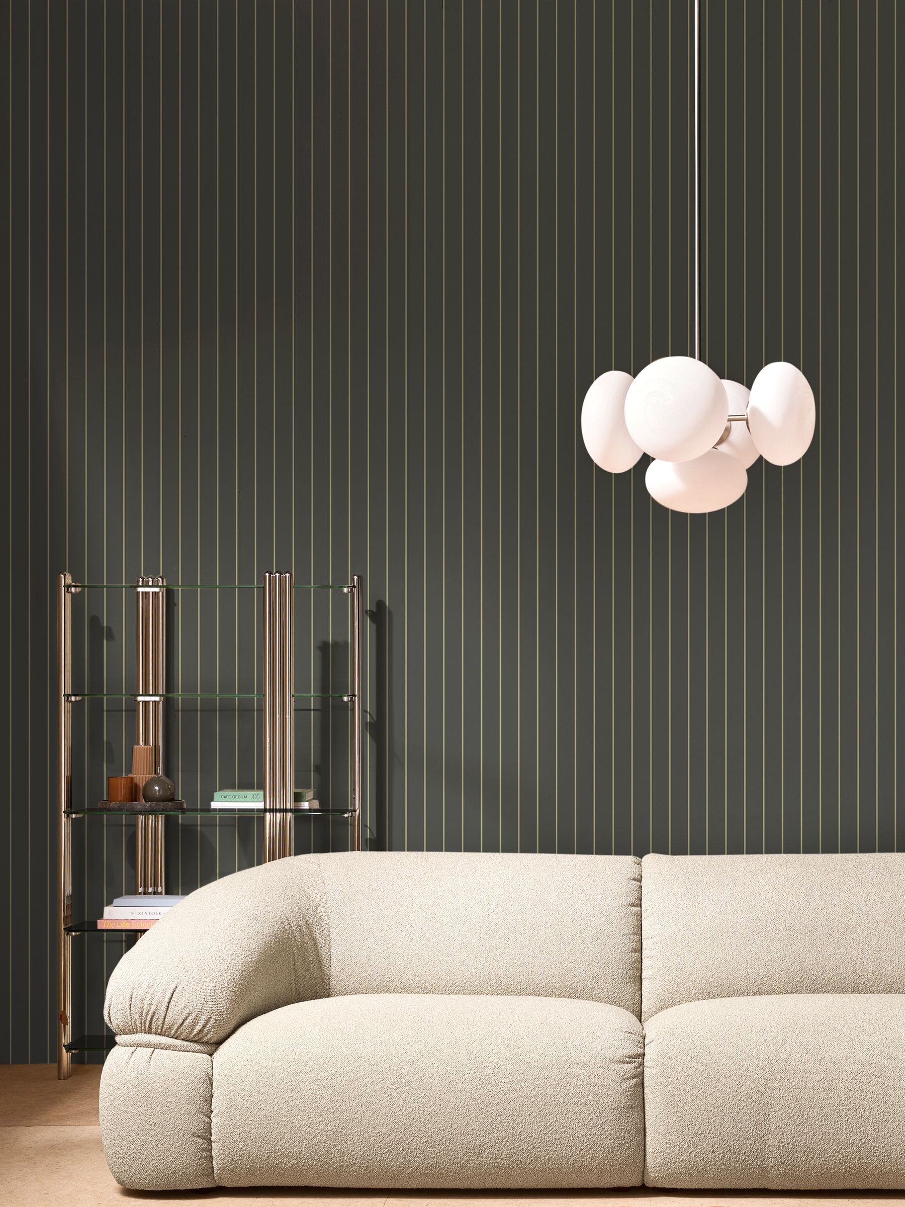 Kyria Stripe 10M Wallpaper in Navy Mint