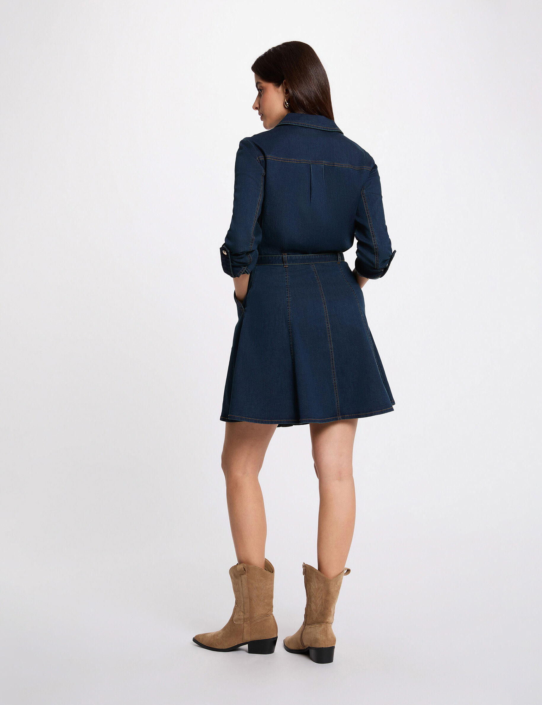 Fitted Short Dress Raw Denim Women