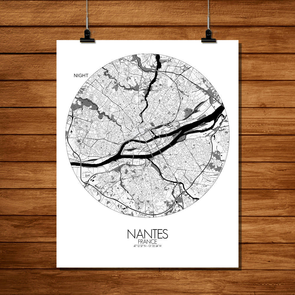 - Affiche Nantes Carte ronde 40x50
