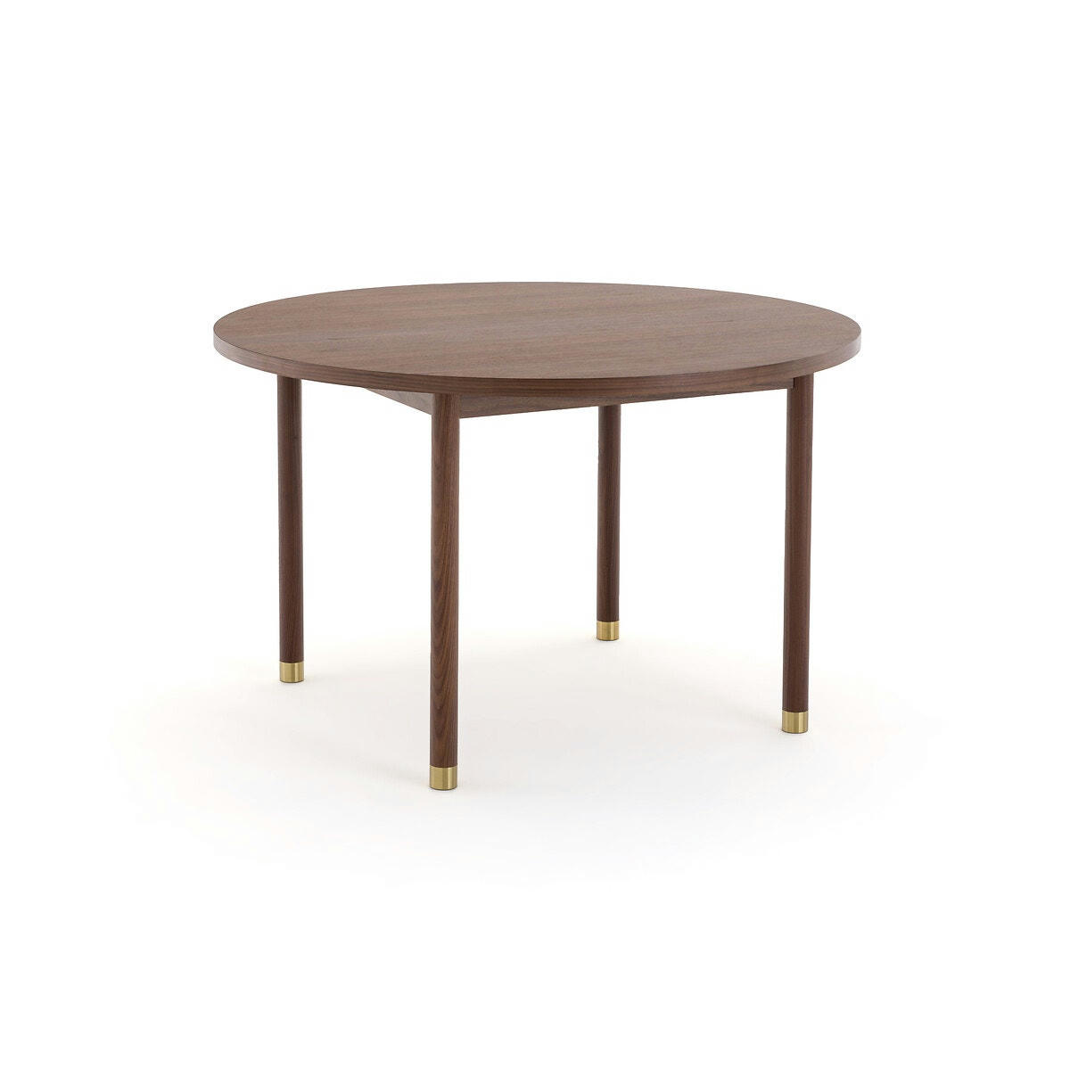 Table ronde 4 couverts plaqué noyer, Lambro
