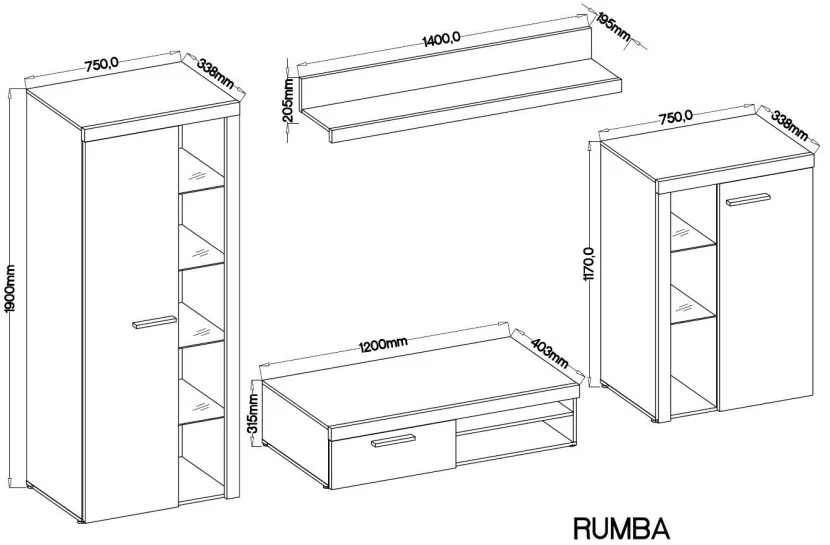 Meblościanka RUMBA Biały