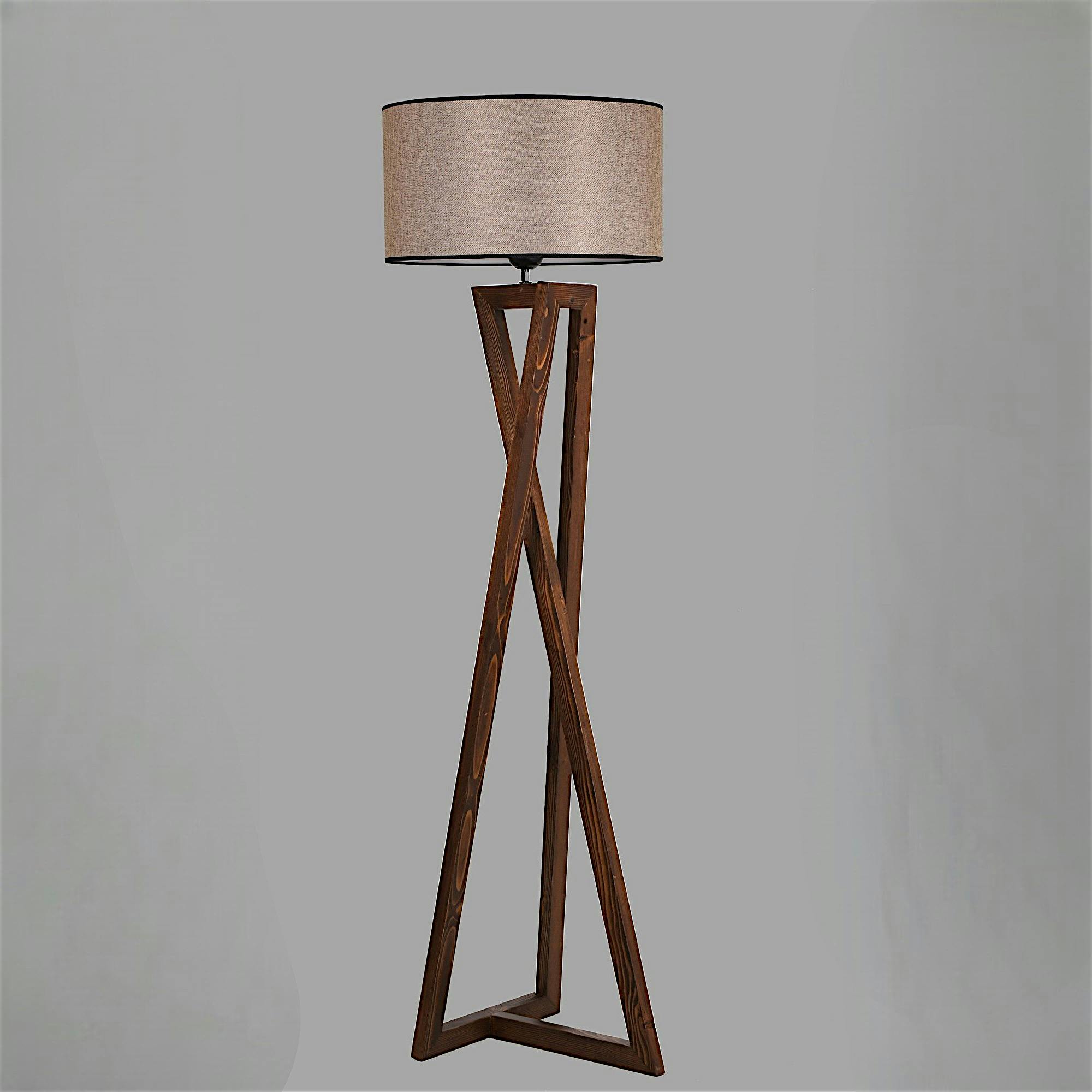 Lampadaire trépied croisé abat-jour beige 150 cm KILIS