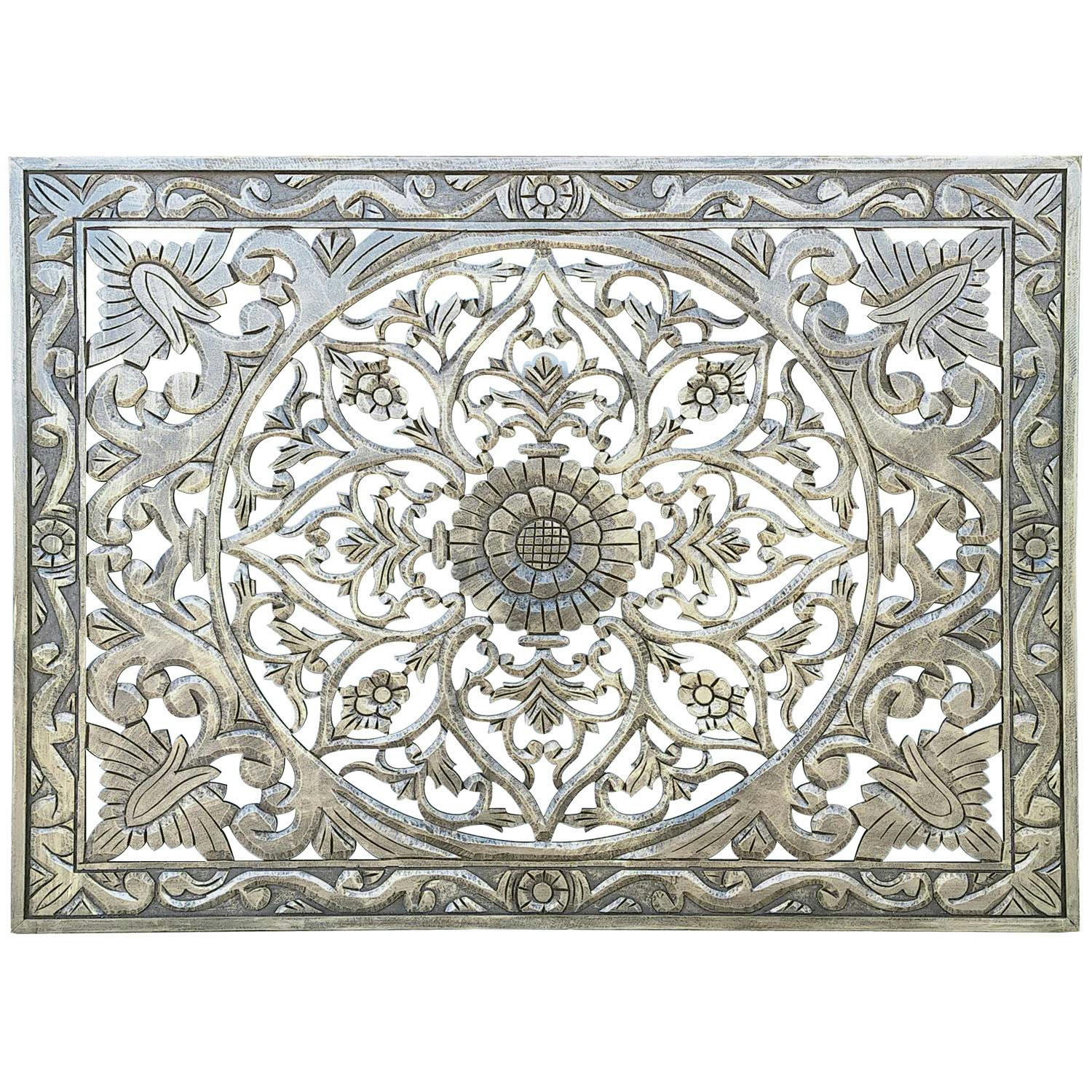 ATLAS - Tête de lit 160cm bois marron et or