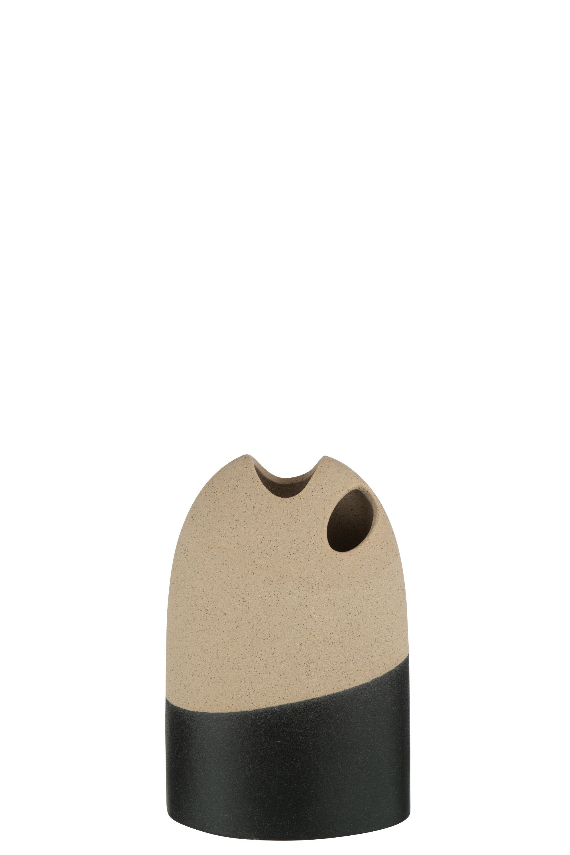 J-Line vaas Hoog - keramiek - beige zwart - small - 25.5 cm hoog