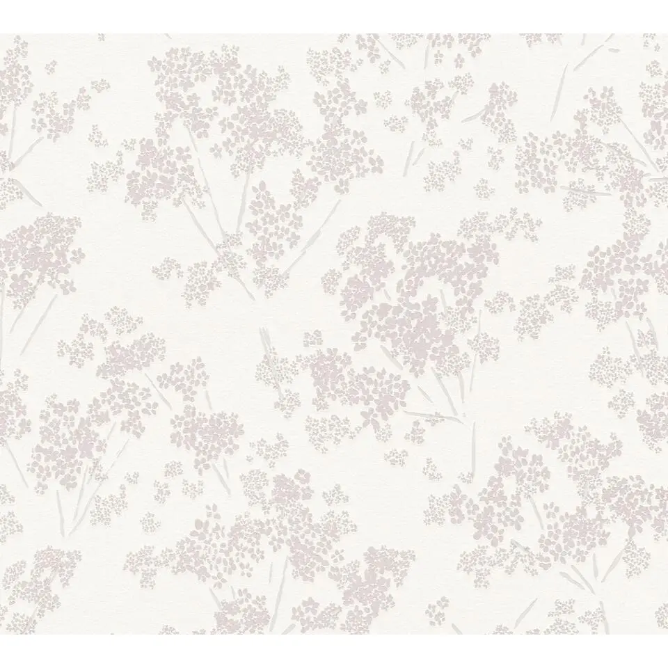 A.S. Cr&eacute;ation behang bloemetjes wit en roze - 53 cm x 10.05 m