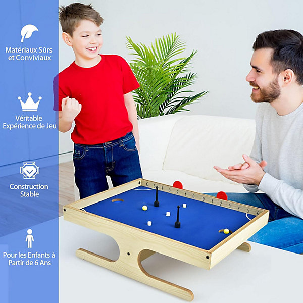 Jeu de Société Magnétique pour 2 Personnes Mini Baby Foot avec 2 Poignées 2 Balles Marqueur Manuel Jeu Adresse