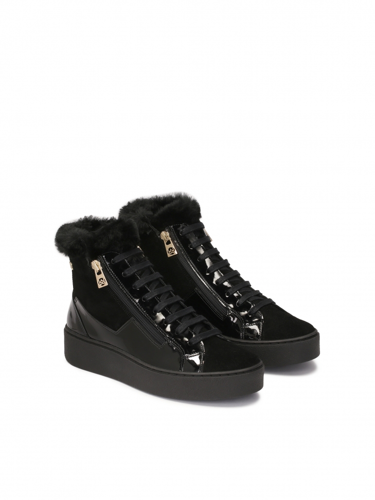 Insulated high-top sneakers with zipper