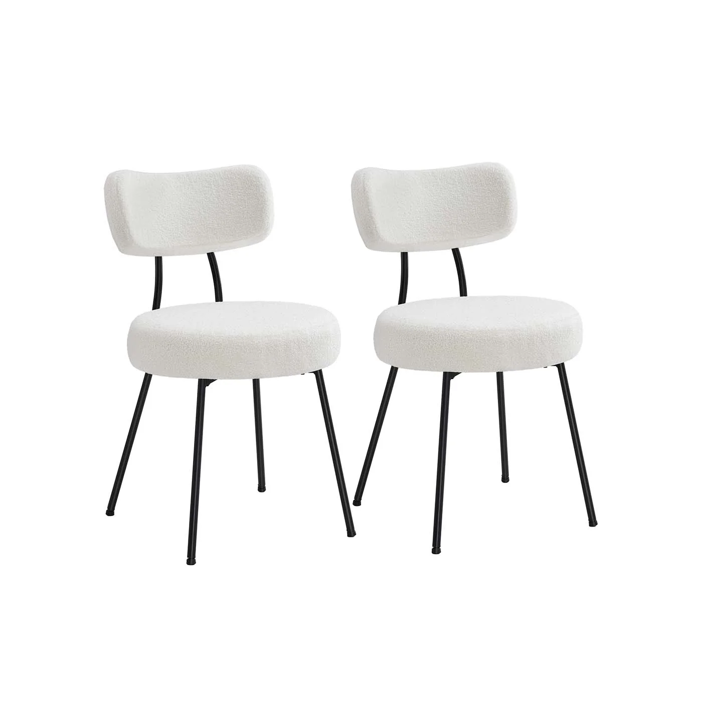 Chaises salle à manger élégantes en tissu peluche et acier