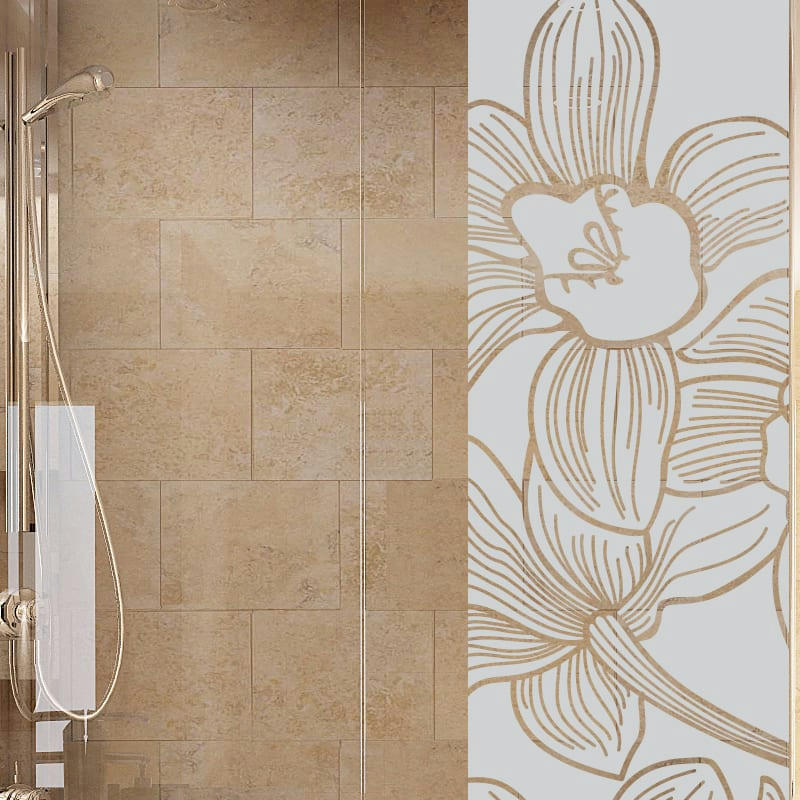 - Film Occultant fleur d'orchidée 1 pour Vitre/Douche 55x185cm