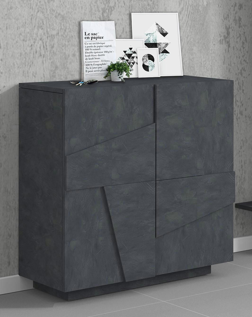 DFOGL - Meuble à chaussures avec 2 portes effet bois gris cendre