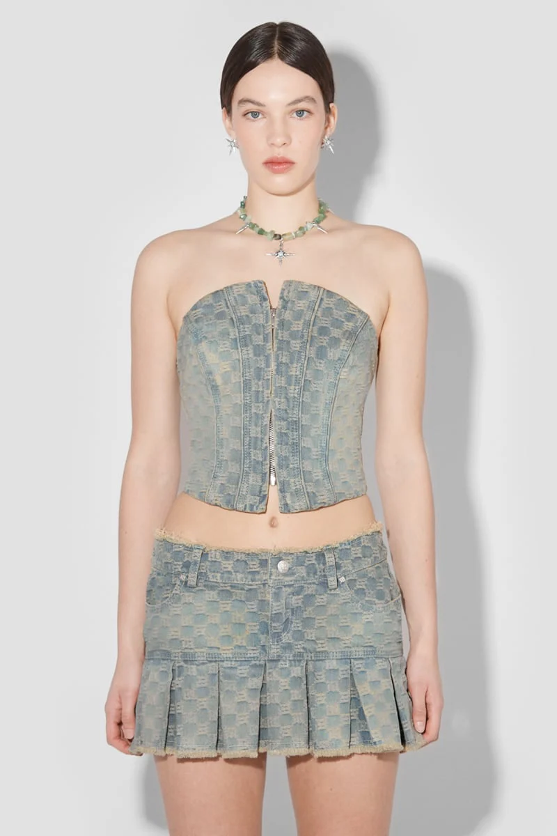 Jacquard Denim Monogram Corset
