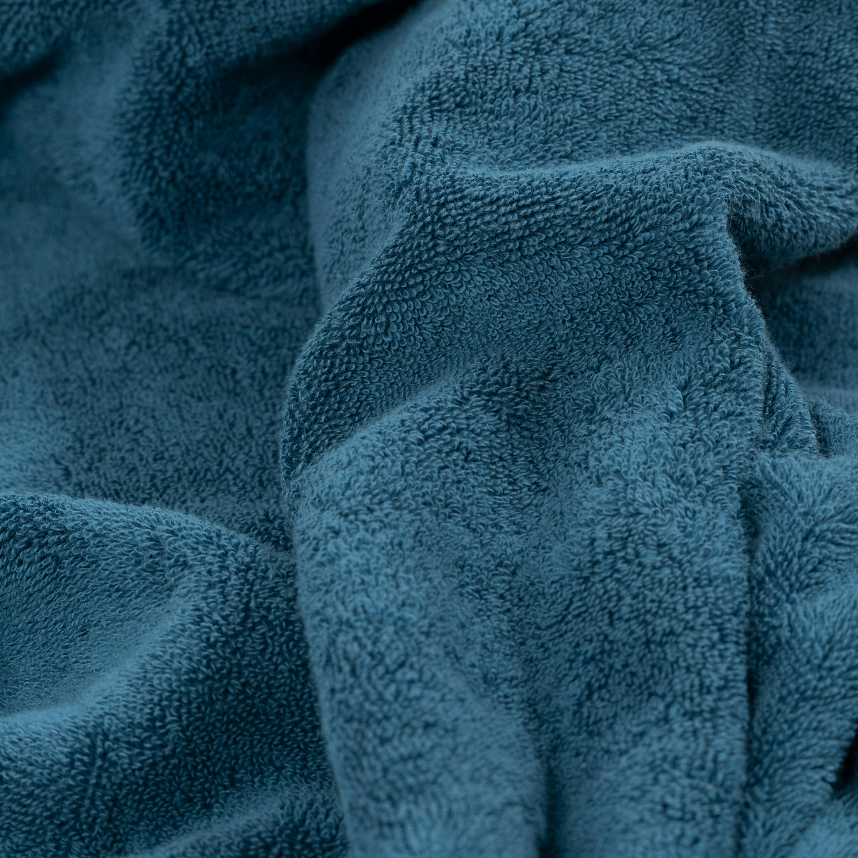 BOMBAY - Serviette de toilette coton ciselé bouclette bleu 50 x 90 cm