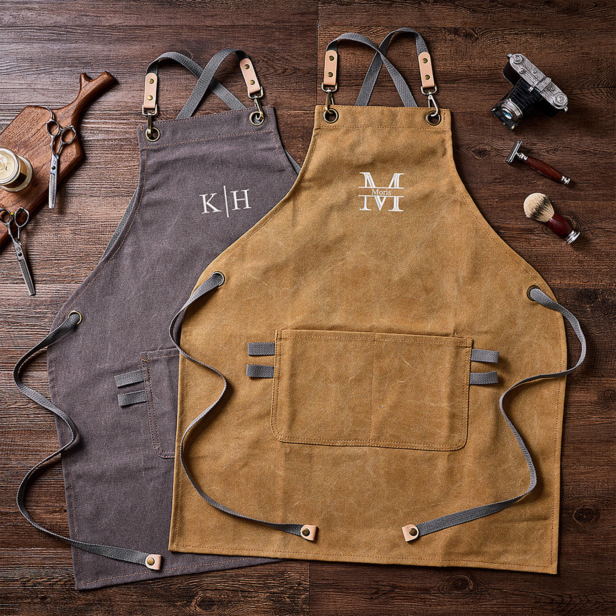 Personalized Canvas Apron, Canvas Workshop Apron, Bartender's Apron, Embroidered Kitchen Apron, Barbeque Apron, Bartender Apron, Chef Apron