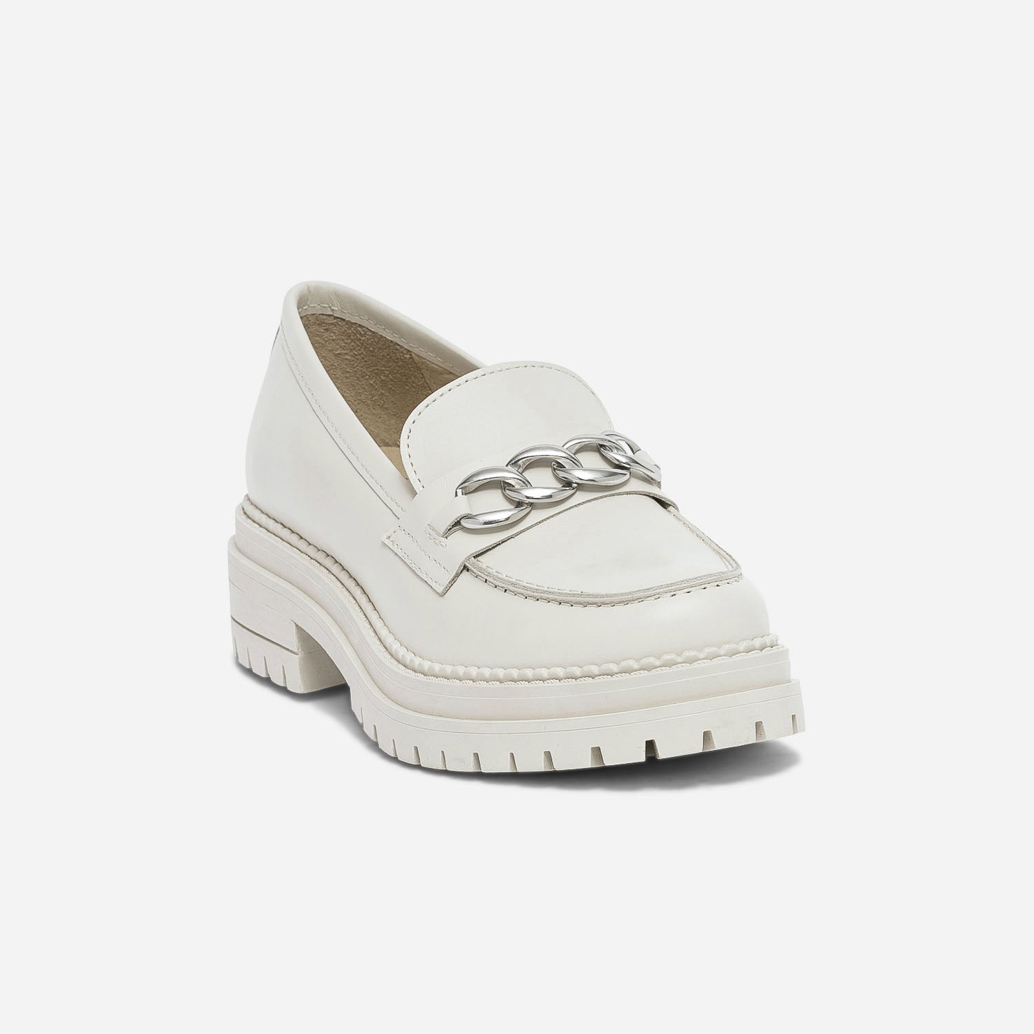 Mocassin TEXTO en cuir écru à semelle crantée