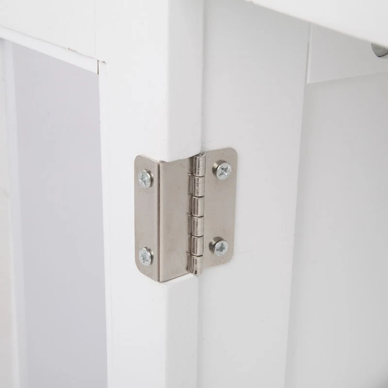 Transparent Door Free Standing Accent Storage Cabinet For Kitchen Dining White