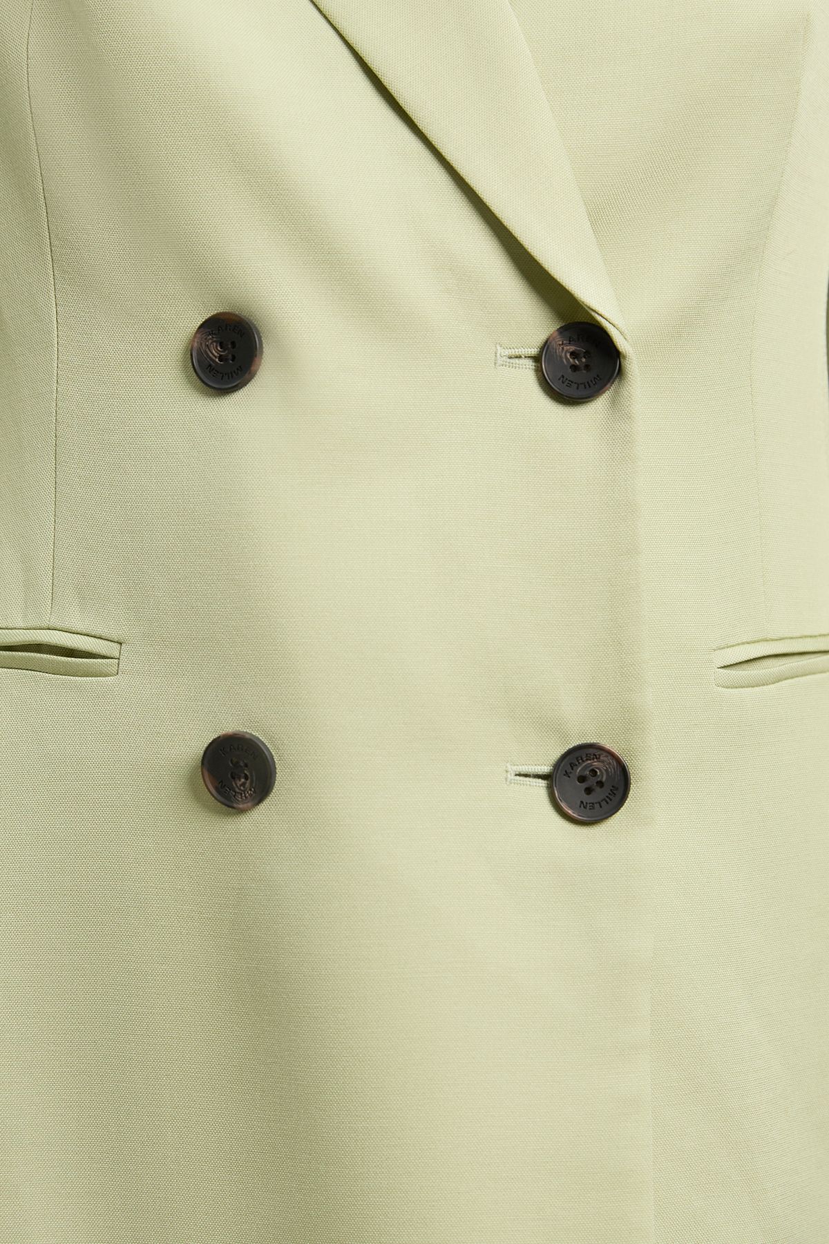 KarenMillen Polished Linen Blend Single Breasted Tailored Blazer