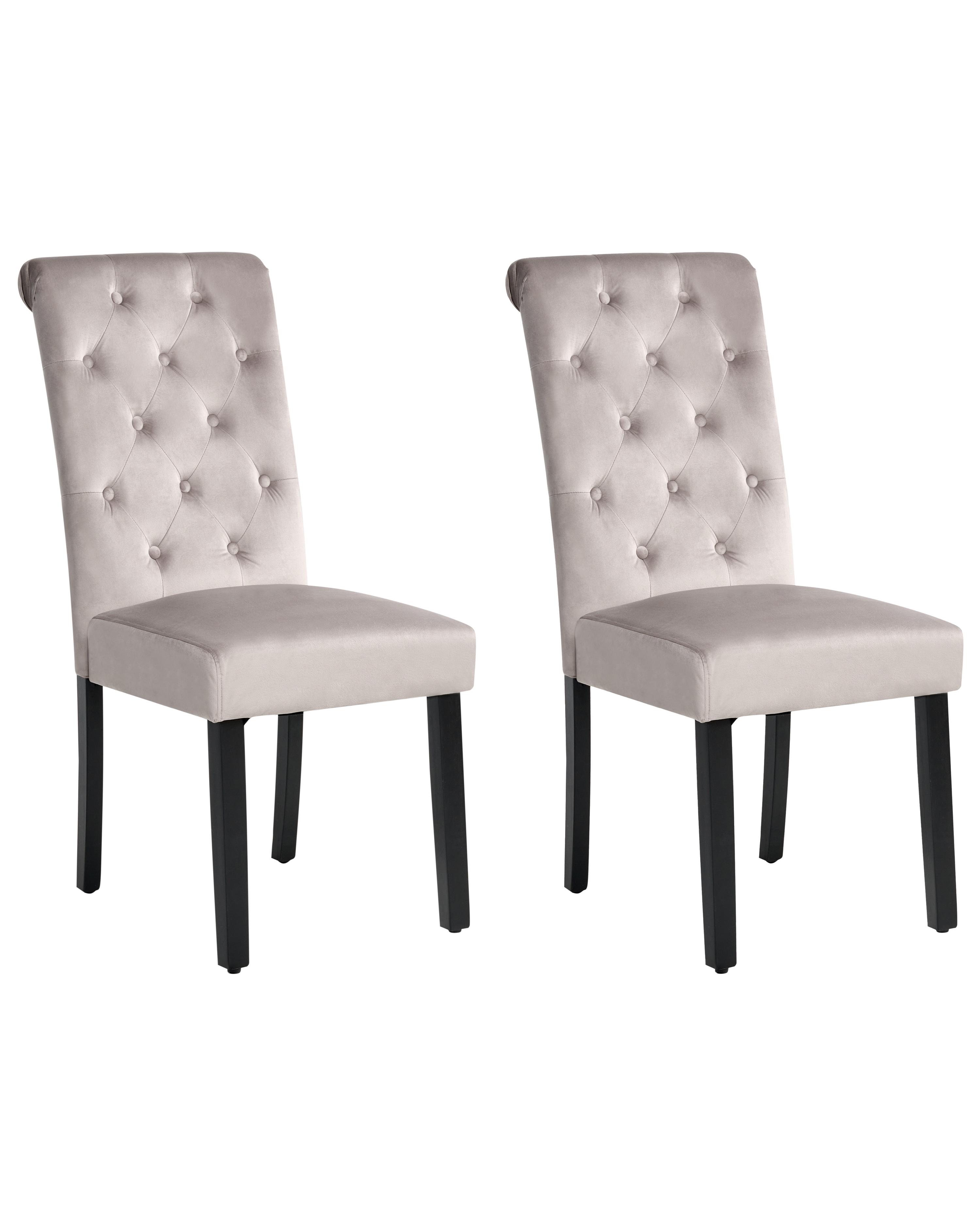 Set of 2 Dining Chairs VELVA Velvet Grey