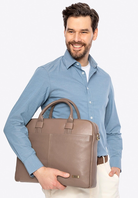 Torba na laptopa 16" ze skóry taupe
