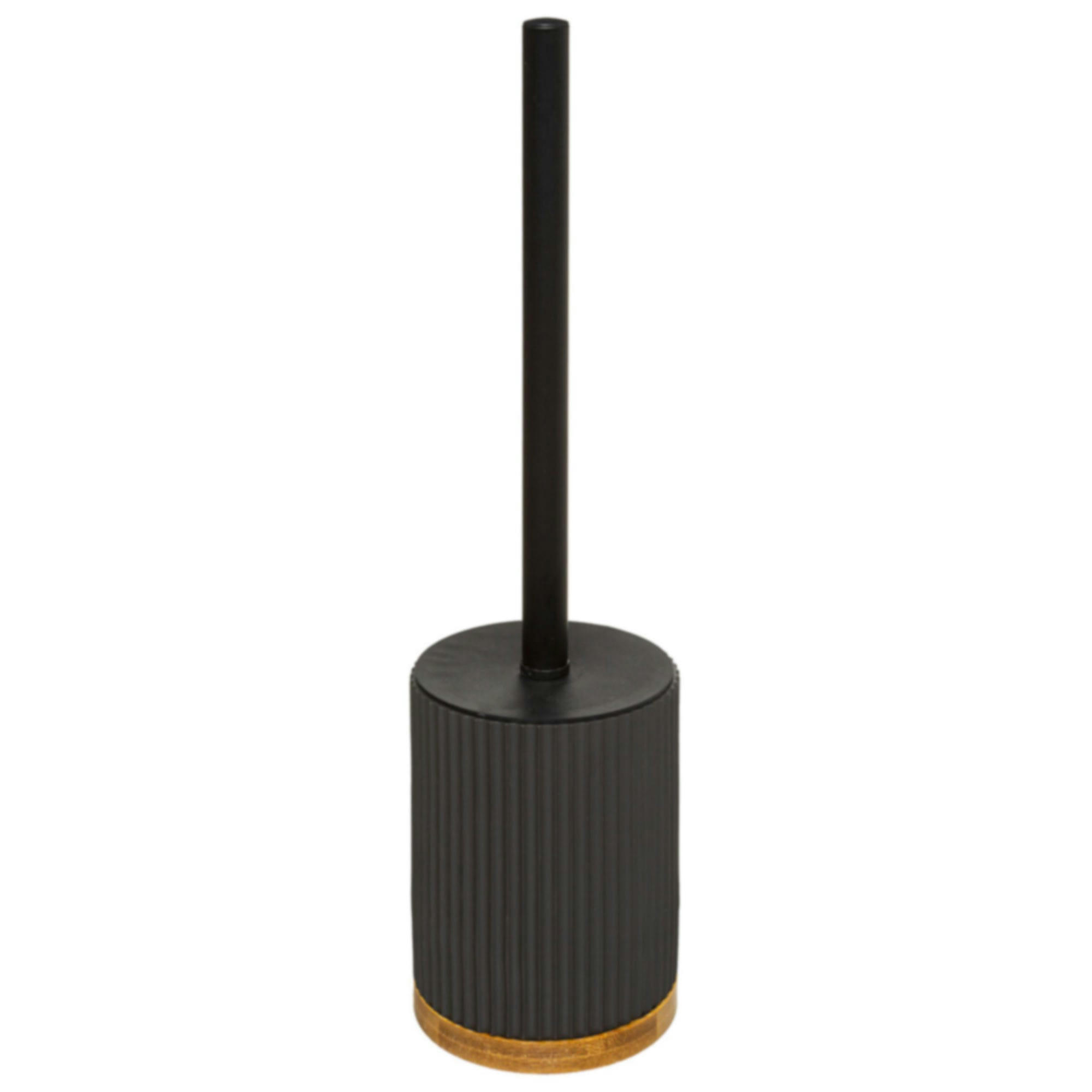 - Brosse WC polyrésine noir et bambou - 8.8x8.8x40cm